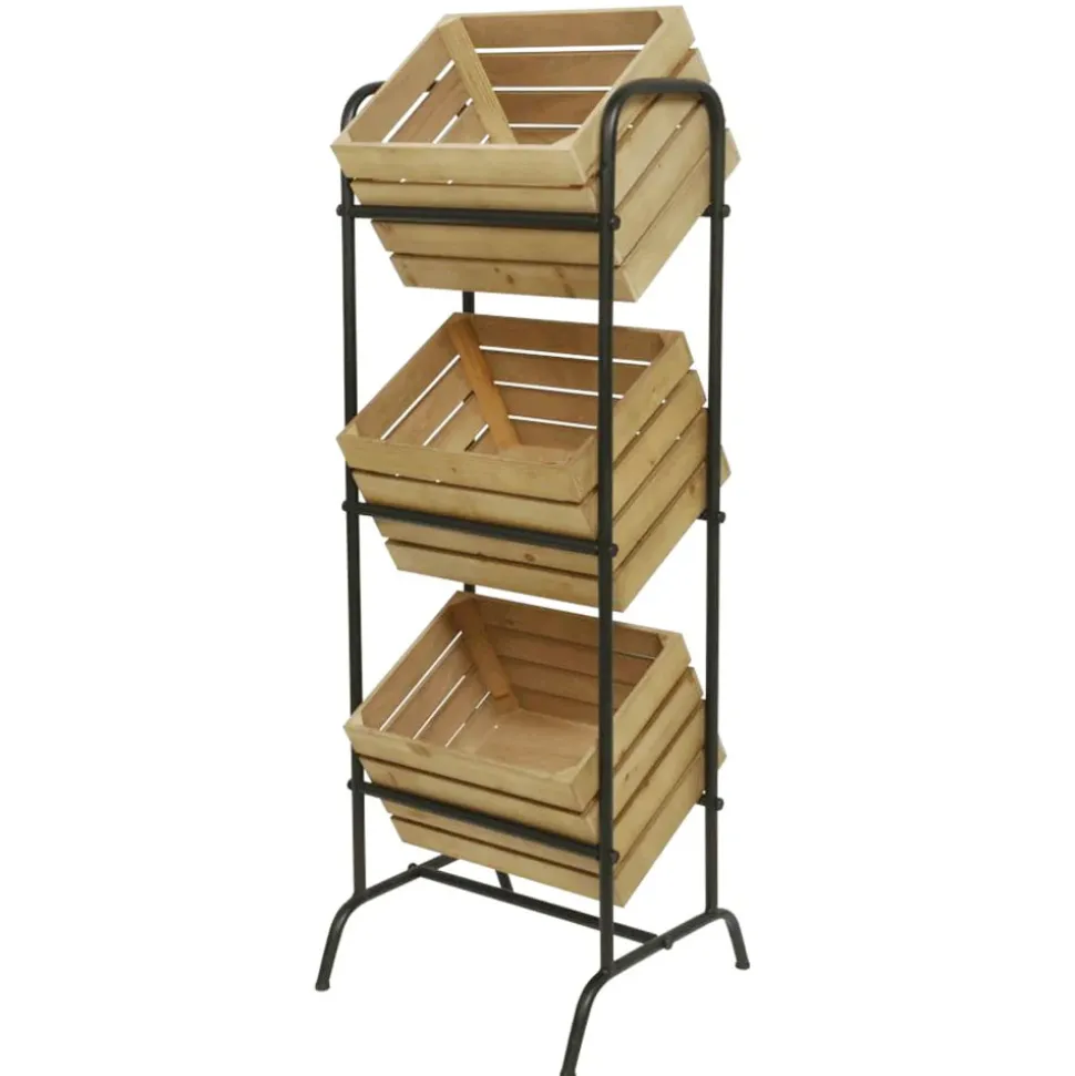 Black metal shelf with 3 baskets, 48 x 17,5″