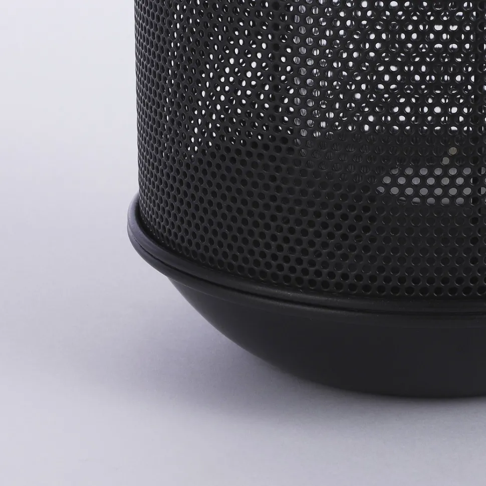 Black openwork metal tabletop lantern, 9 x 6"