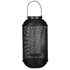 Black openwork metal tabletop lantern, 16 x 8"