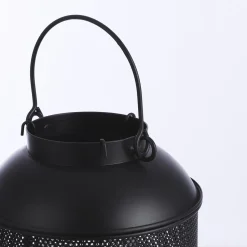 Black openwork metal tabletop lantern, 16 x 8