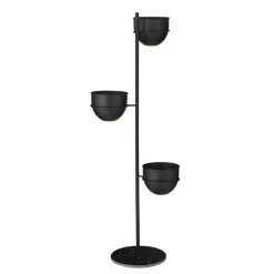 Black plant holder stand with pots, 55 x 16"