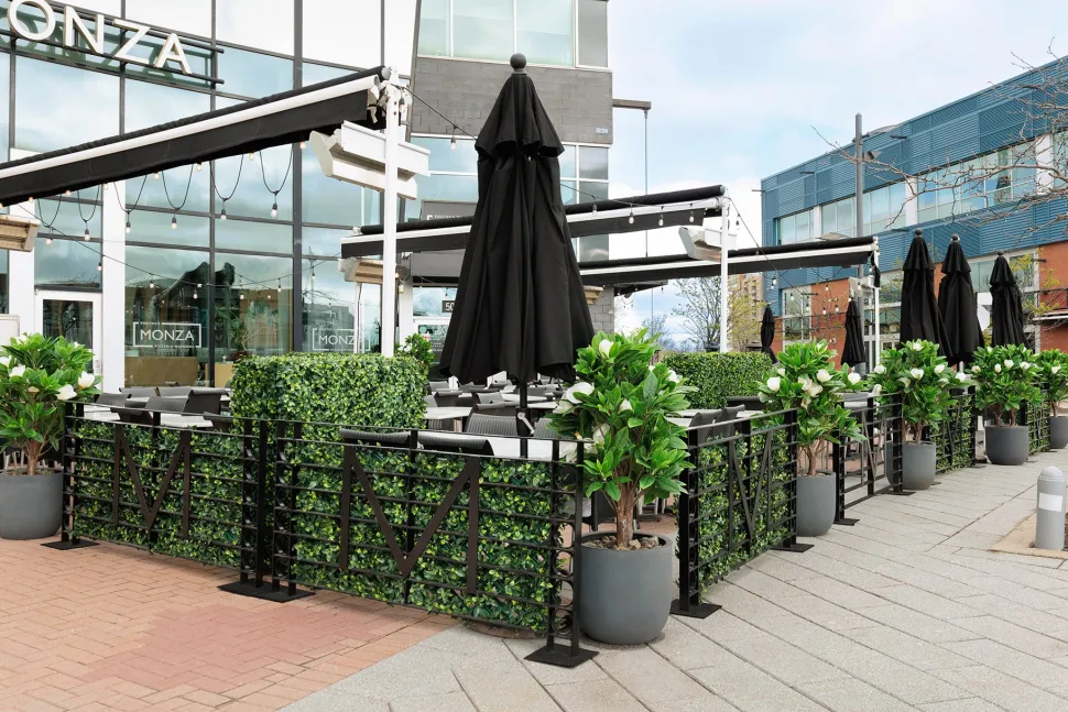 Black plastic outdoor plant pot