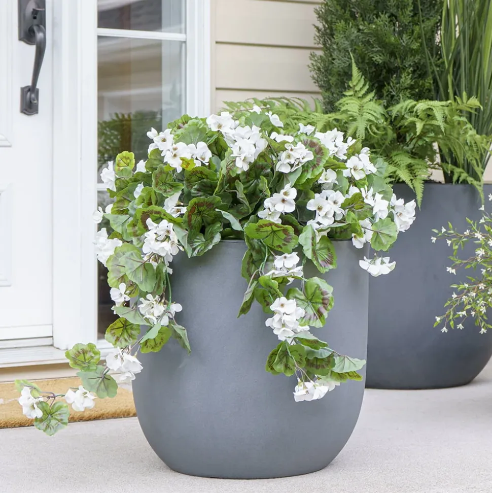 Black plastic outdoor plant pot