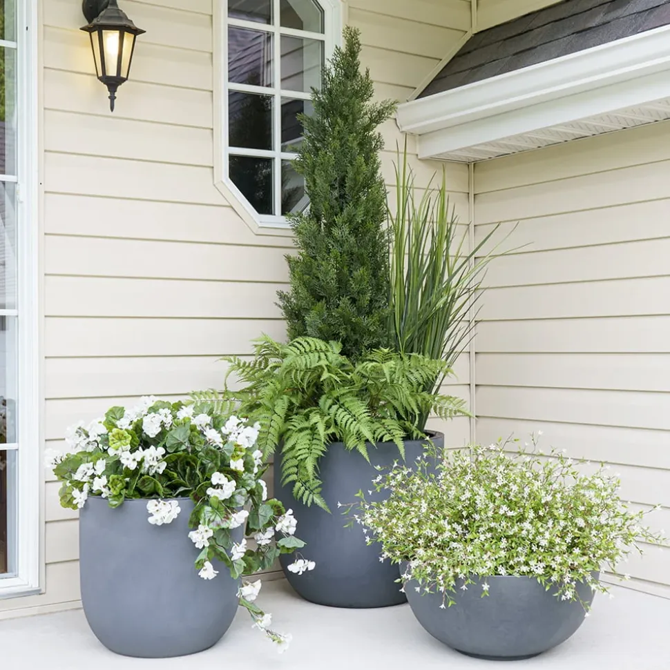 Black plastic outdoor plant pot