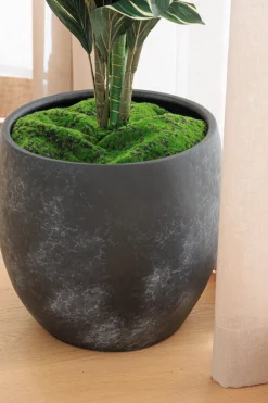Black stone effect round pot
