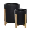 Black wood plant pot stand