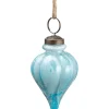 Blue glass finial Christmas ornament, 3″