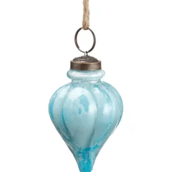 Blue glass finial Christmas ornament, 3″