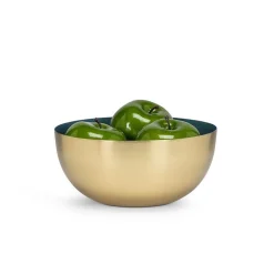 Bol décoratif or avec intérieur bleu, 8″