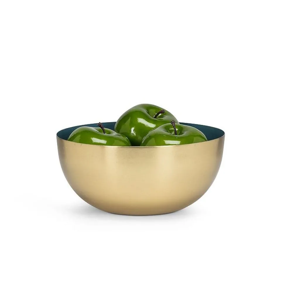 Bol décoratif or avec intérieur bleu, 8″