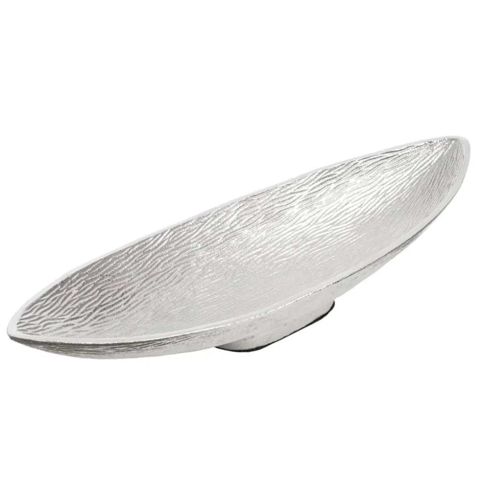 Bol décoratif oval argent en aluminium, 5 x 17,5&Prime;