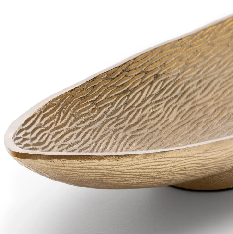 Bol décoratif oval champagne en aluminium, 5 x 17,5&Prime;