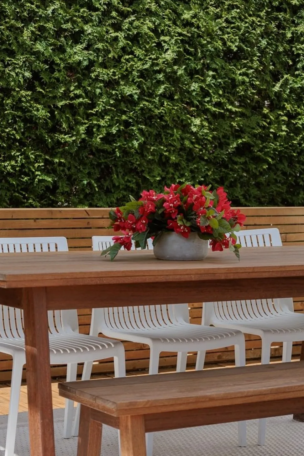 Bougainvillea flower centerpiece, 12 x 15″