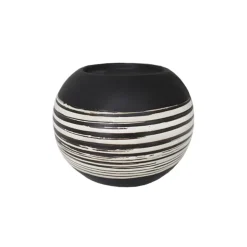 Bougeoir en céramique noire et blanche, 5,5 x 5.5″