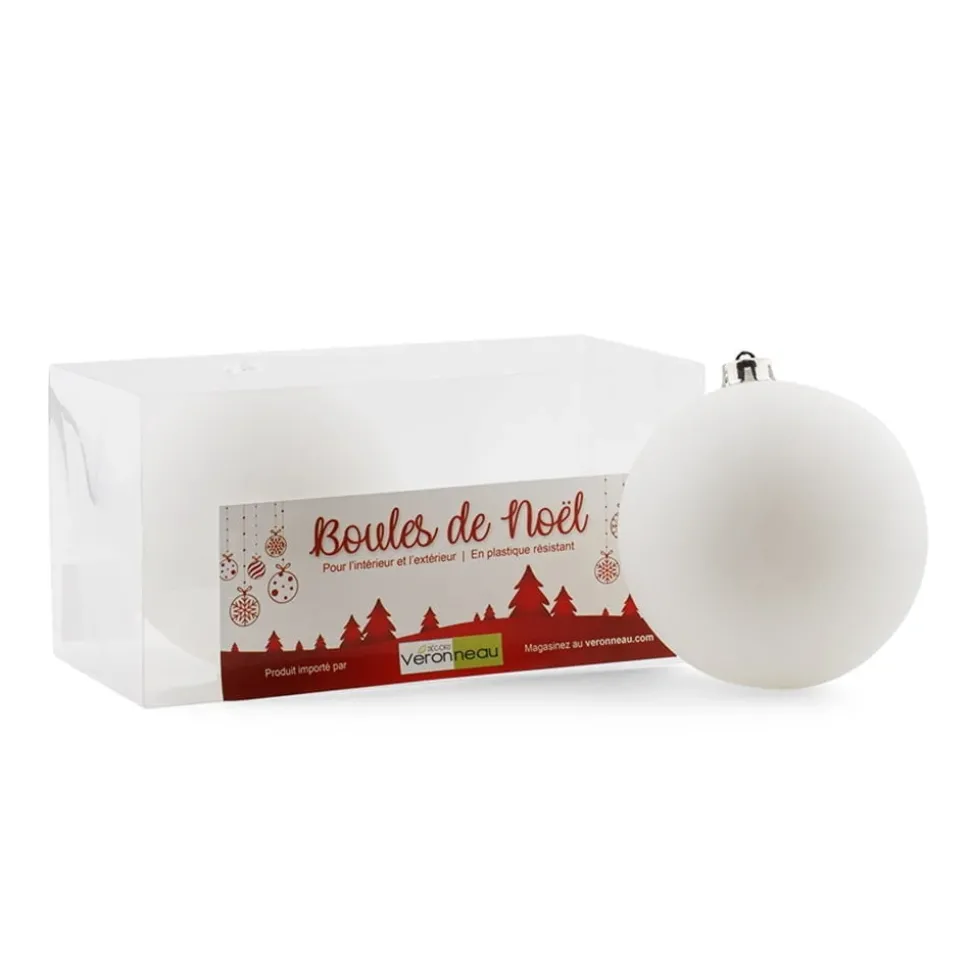 Boules de Noël blanches fini mat, 6″