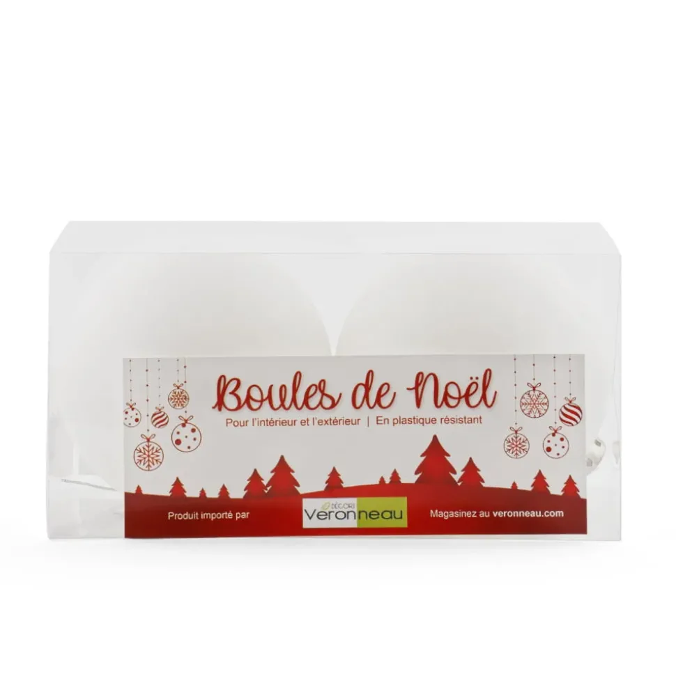 Boules de Noël blanches fini mat, 6″