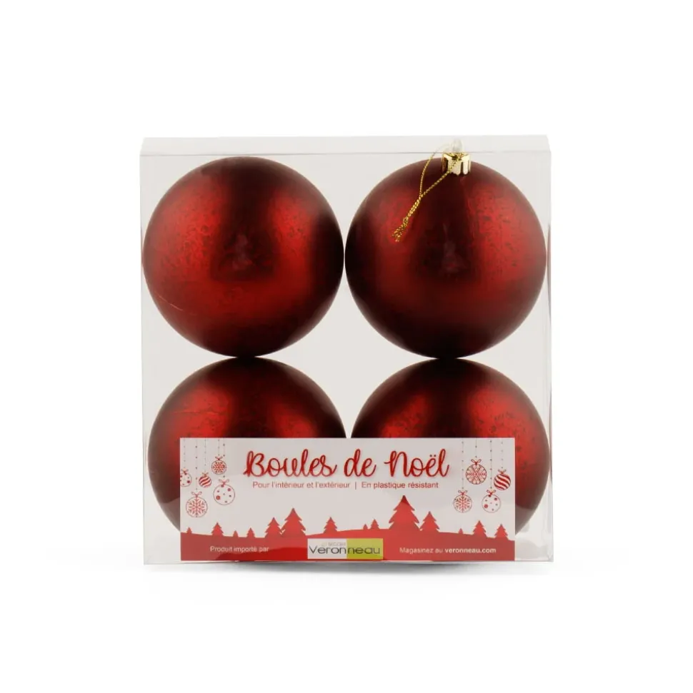 Boules de Noël bourgogne fini mercure mat, 4″