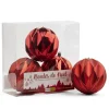 Boules de Noël rouges fini texturé, 4″