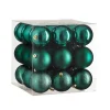 Box of 27 emerald green Christmas ornaments, 3"