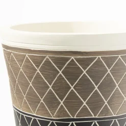 Brown and black patterned standing planter, 18 x 10"