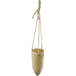 Brown hanging glass planter, 5 x 5 x 11.5″