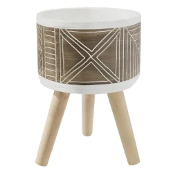 Brown patterned standing planter, 14,5 x 10"