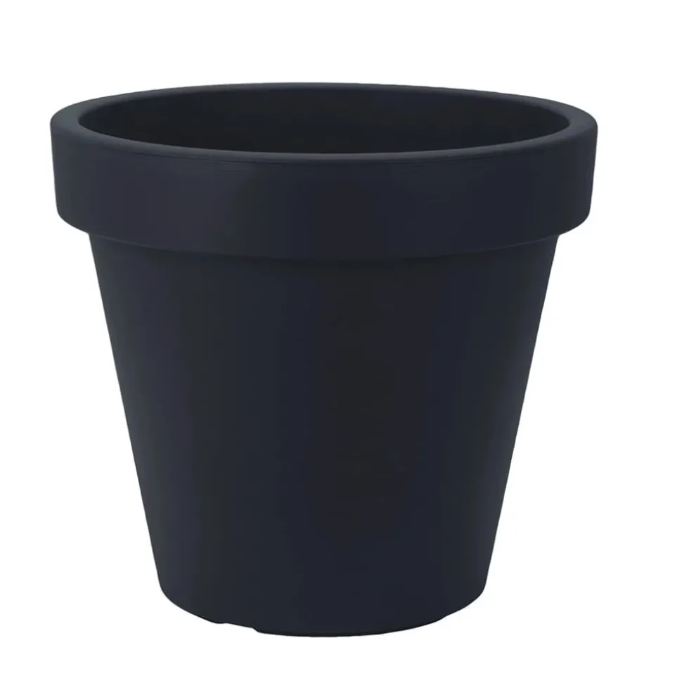 Cache-pot extérieur noir en plastique 90% recyclé, 19,5 x 12″