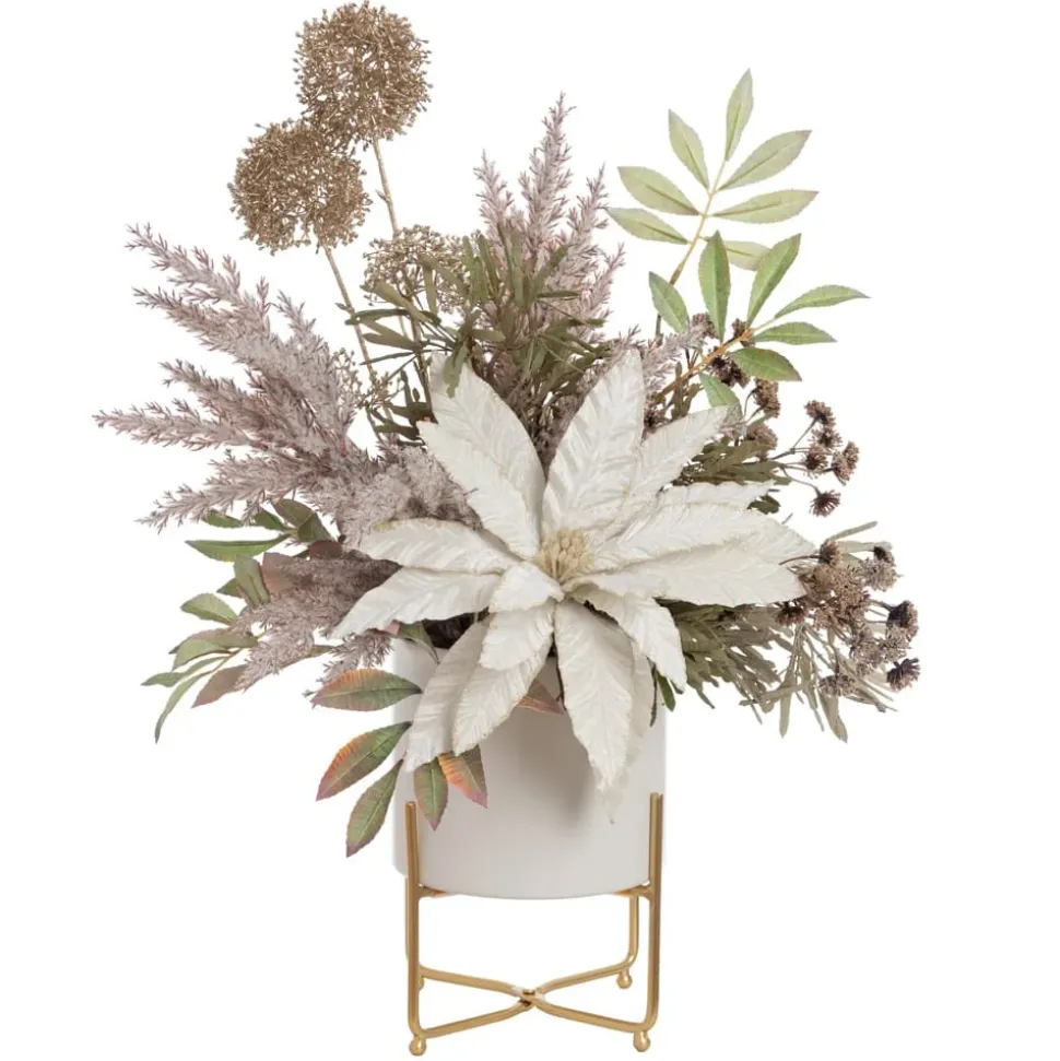 Champagne Christmas arrangement on a stand, 26 x 20"