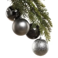 Charcoal grey Christmas baubles, 4″