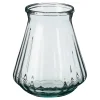Clear ribbed recycled vase, 9 x 7"