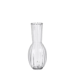 Clear ridged glass vase, 13,5 x 5,5"