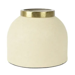 Cream iron vase with golden trim, 3,5 x 3,5"