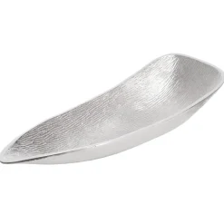 Curved silver aluminium tray, 3 x 15,5″