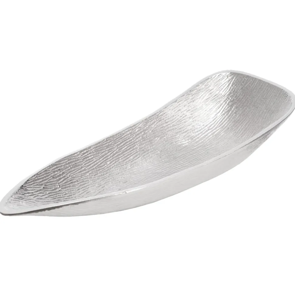 Curved silver aluminium tray, 3 x 15,5″