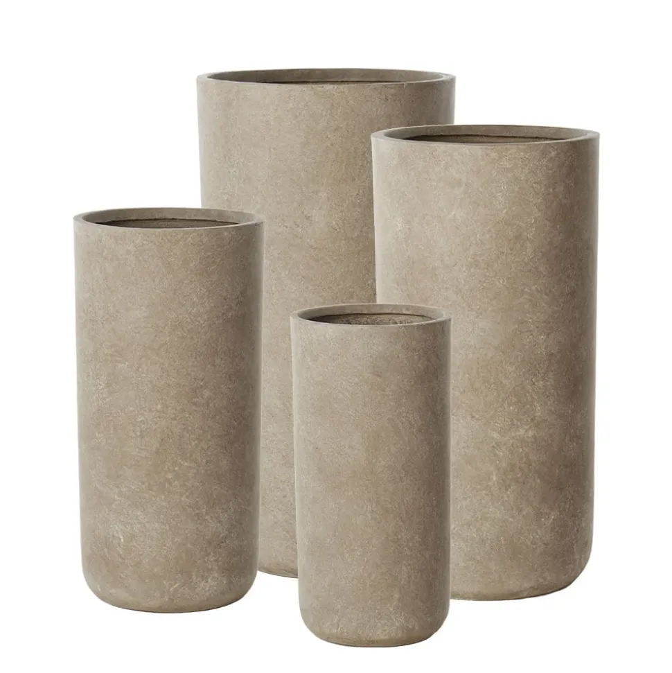 Cylindrical brown fiber cement pot