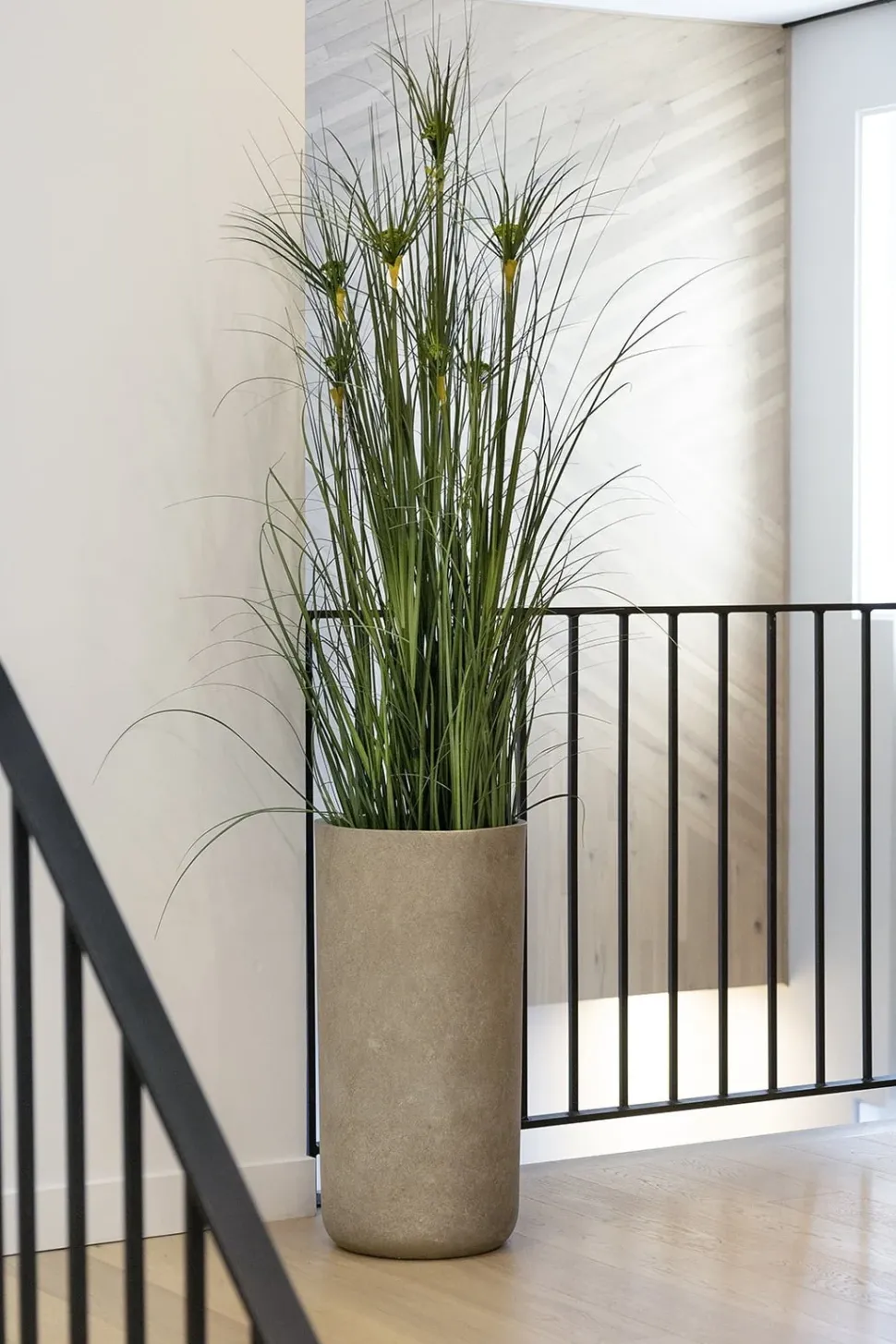 Cylindrical brown fiber cement pot