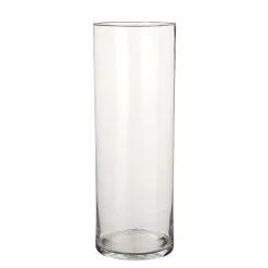 Cylindrical clear glass vase, 21,5 x 7,5"