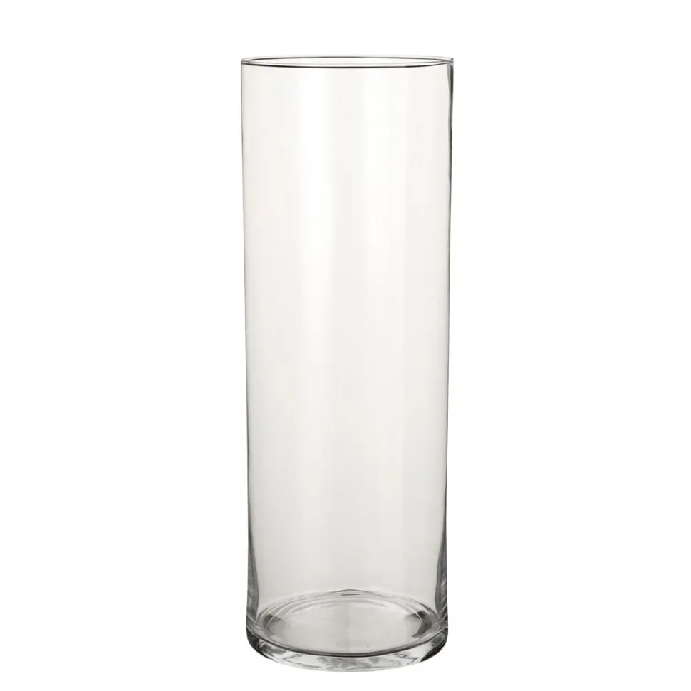 Cylindrical clear glass vase, 21,5 x 7,5"