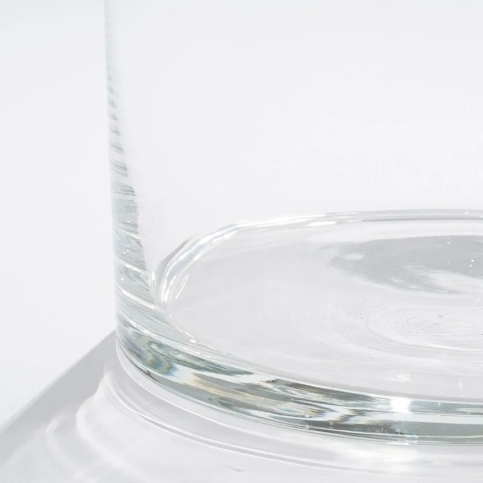 Cylindrical clear glass vase, 21,5 x 7,5"