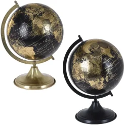 Dark and gold earth globe, 14 x 11"