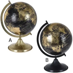 Dark and gold earth globe, 14 x 11"