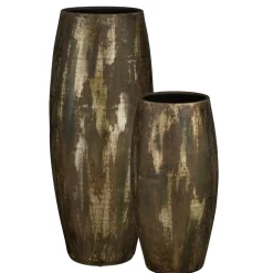 Dark green and gold terracotta decorative vase