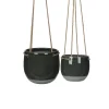 Dark grey ceramic hanging planter