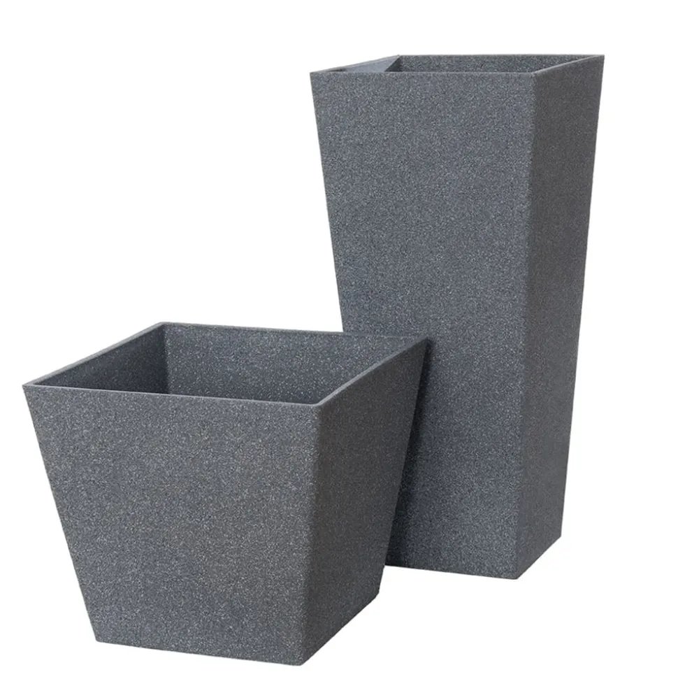 Dark grey recycled polypropylene outdoor pot