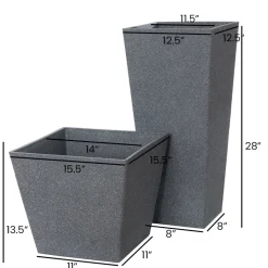Dark grey recycled polypropylene outdoor pot