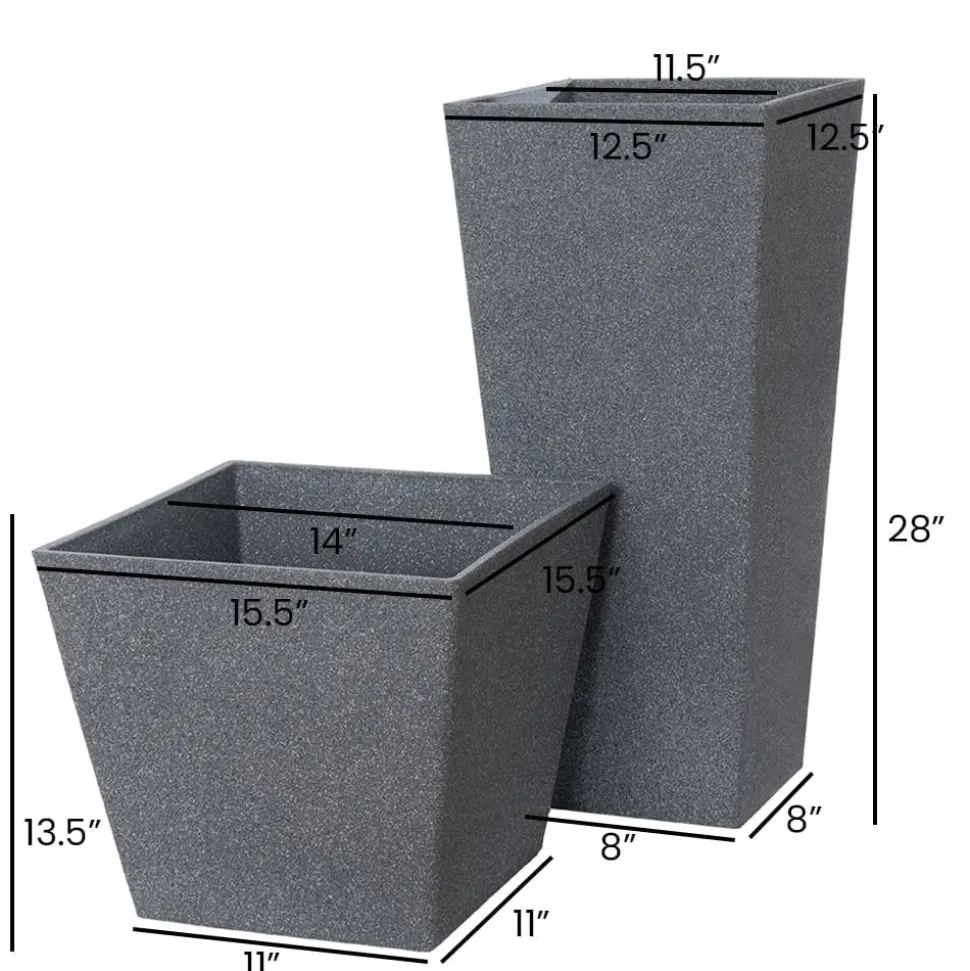 Dark grey recycled polypropylene outdoor pot