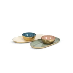 Decorative gold tray with cream or sage green lining, 5 x 10