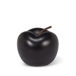 Decorative matte black porcelain apple, 3,5"