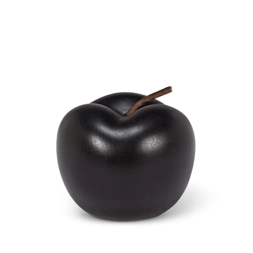 Decorative matte black porcelain apple, 3,5"