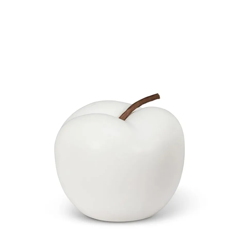 Decorative matte white porcelain apple, 3,5"
